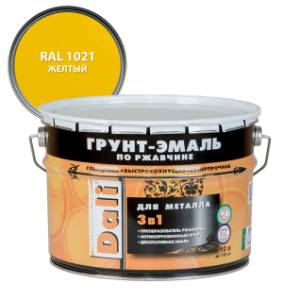 Грунт-эмаль по ржавчине 3 в 1 гладкая алкидная Dali RAL 1021 желтый 10 л