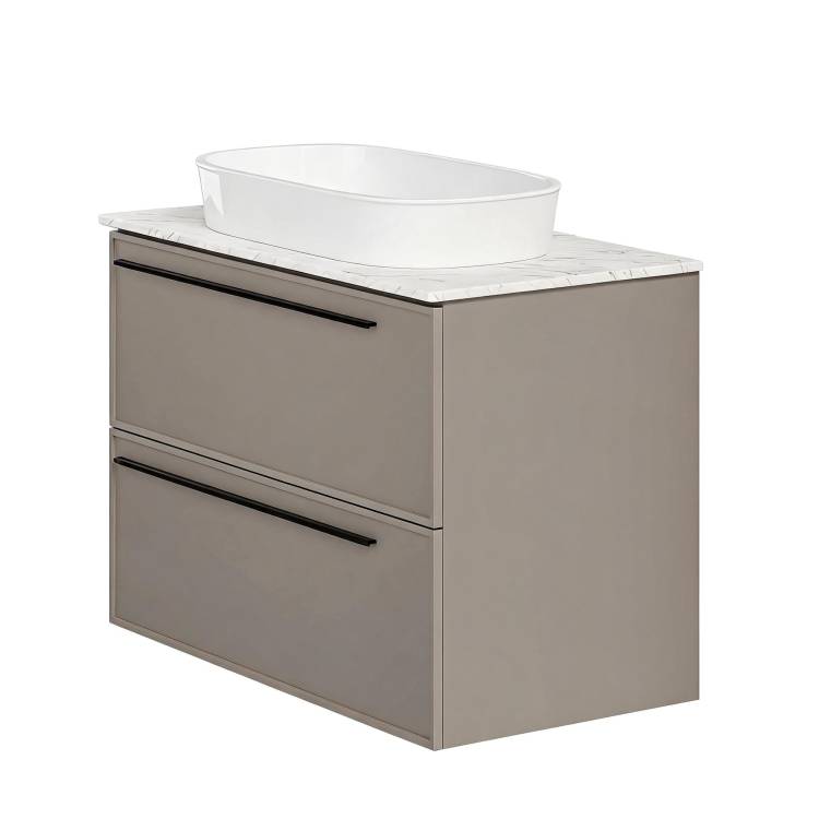 Тумба с раковиной La Fenice Elba Twin Cappuccino NFNC-01-ELB-C-90-2-3-M-GG бежевая матовая, 90 см