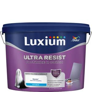 Краска для стен и потолков латексная Luxium Ultra Resist Для Гостиной и Офиса матовая база BC 9 л