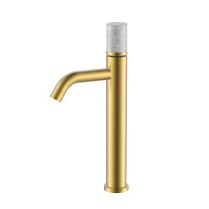 Смеситель для раковины Boheme Stick 122-MG-MR-GR высокий, Matt Gold Marble Grey