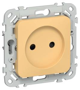 Розетка 1-местная с защитными шторками IEK Flite FI-R13-10-K90 золотарник