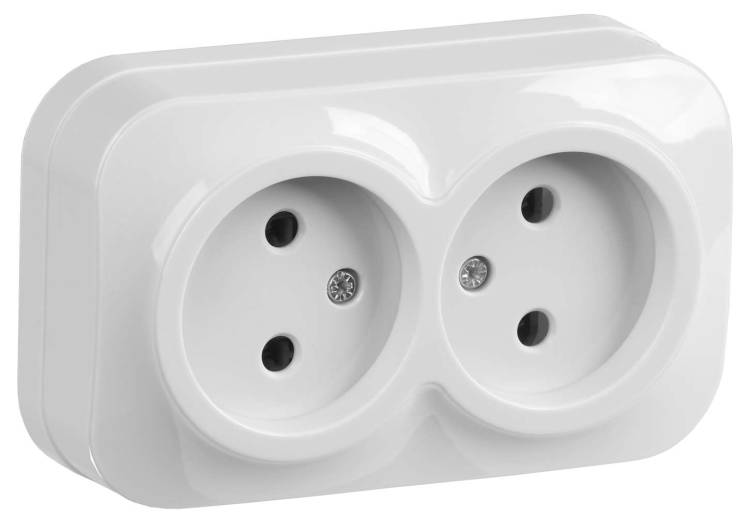 Розетка 2-местная IEK Glory ERH20-K01-10 белый