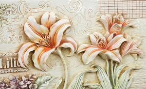 3D Фотообои Artegrafico «Лилии под каменную фреску» BR-006 акварель
