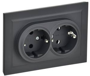 Розетка 2-местная с заземлением IEK Brite BR-R21-16-K53-F графит