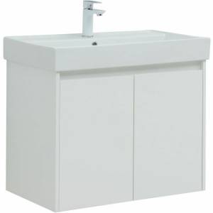 Тумба с раковиной Aquanet Nova Lite 75 302526 подвесная, белый глянец