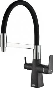 Смеситель для кухни ZorG Steel Hammer SH 818-6 Black Cr с гибким изливом