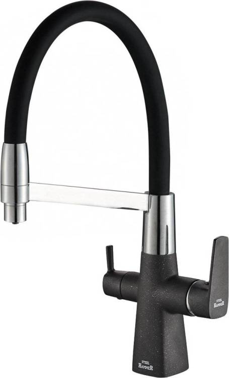 Смеситель для кухни ZorG Steel Hammer SH 818-6 Black Cr с гибким изливом