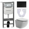 Комплект Унитаз подвесной Ceramica Nova Forma CN3009 + Система инсталляции Envision CN1001B с черной матовой кнопкой смыва и шумоизоляционной панелью CN1000