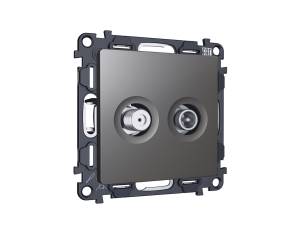 Комплект механизма TV розетки оконечной+SAT Ambrella Volt MA MA663310 антрацит серый