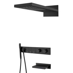 Душевая система Boheme Zodiac 133-2-B черная, с термостатом, с изливом