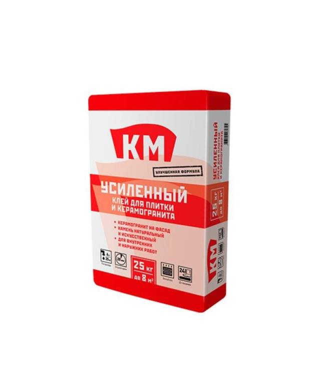 Клей для плитки и керамогранита КМ Усиленный серый (класс С1) 25 кг