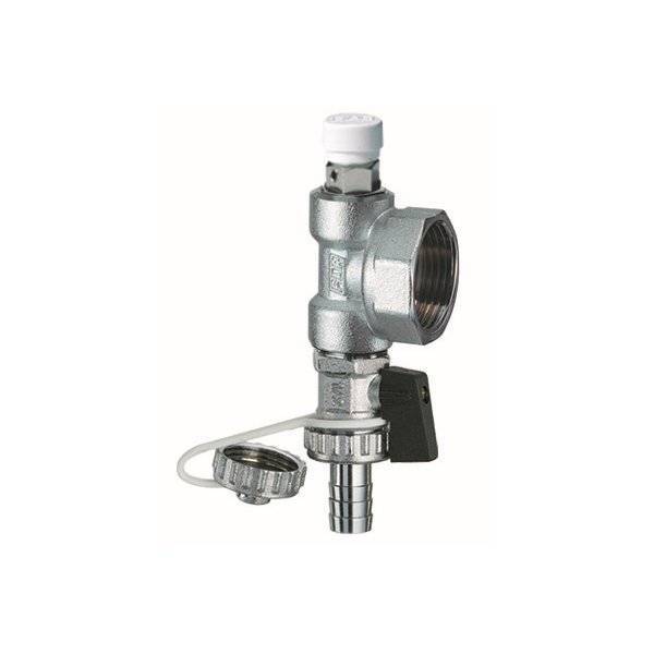 Хромированный концевой узел FAR концевой 1 1/4 (ВР) с ручным воздухоотводчиком и сливным краном