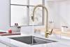 Смеситель для кухни Paulmark Universal Un213880-LG с выдвижным изливом, светлое золото фото 3