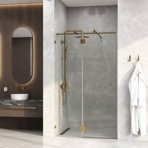 Душевая дверь в нишу Wasserkraft Ems 76H05R-TXG профиль глянцевое золото, стекло текстурное, 121x100x200