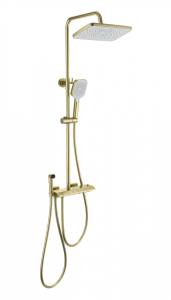 Душевая стойка Wonzon & Woghand WW-B4132-A-BG с гигиеническим душем и термостатом, золото
