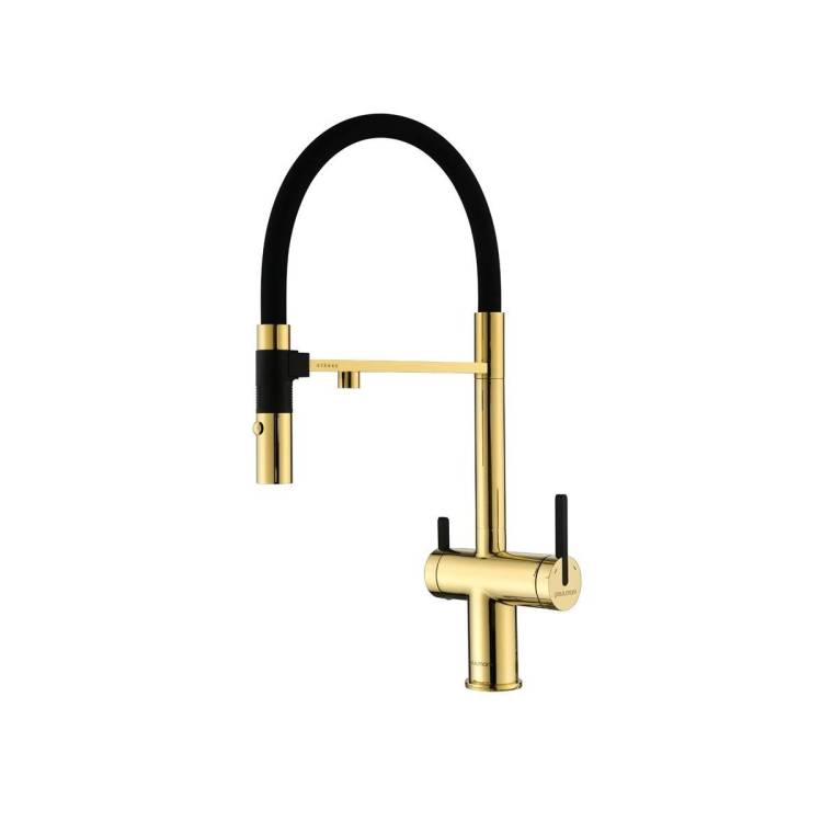 Смеситель для кухни Paulmark Gravity Gr213888-G с гибким изливом, золотой