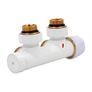 Узел нижнего подключения Primoclima Armature PCS3412SW термостатический, угловой, правый 1/2"х3/4", белый