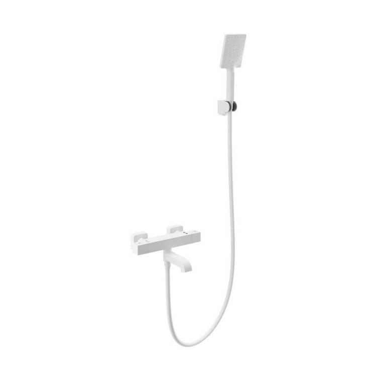 Смеситель для ванны Wonzon & Woghand WW-B2026-A1-MW термостатический, с душевым гарнитуром, белый матовый