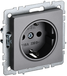 Розетка 1-местная с заземлением IEK Brite BR-R11-16-K46 сталь