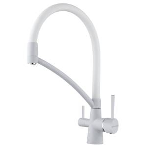 Смеситель для кухни Paulmark Siegen Si213111-WH с гибким изливом, белый матовый