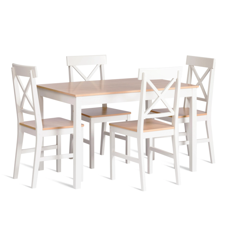 Набор обеденный Tetchair Хадсон 21335 white (белый)/natural (натуральный)