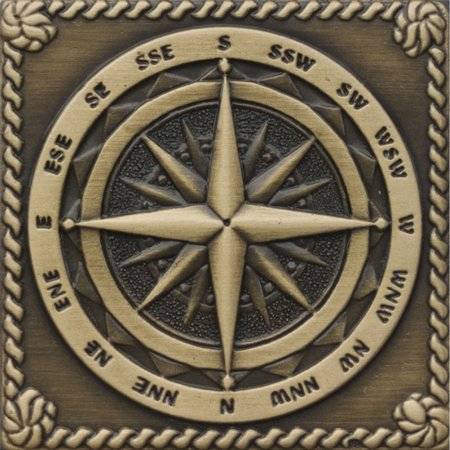 Вставка Moneli Декоративные вставки MNL000008 Windrose Satined brass сатинированная 5x5