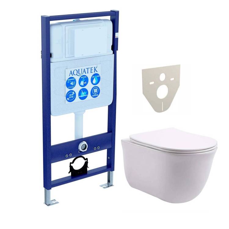 Унитаз с инсталляцией Aquatek Классик с крышкой-сиденьем микролифт
