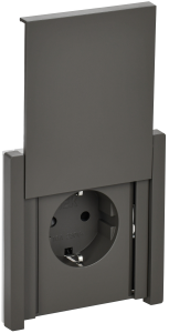 Розетка 1-местная с заземлением, шторками и крышкой IEK Forte&Piano FP-R16-16-44-K03 серый