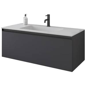 Тумба с раковиной Armadi Art Quatro 100 anthracite, с белой раковиной