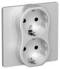 Розетка 2-местная с заземлением IEK Flite FI-R21C-16-K47 алюминий