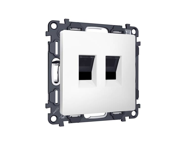 Комплект механизма компьютерной двойной розетки Ambrella Volt MA MA132110 белый матовый