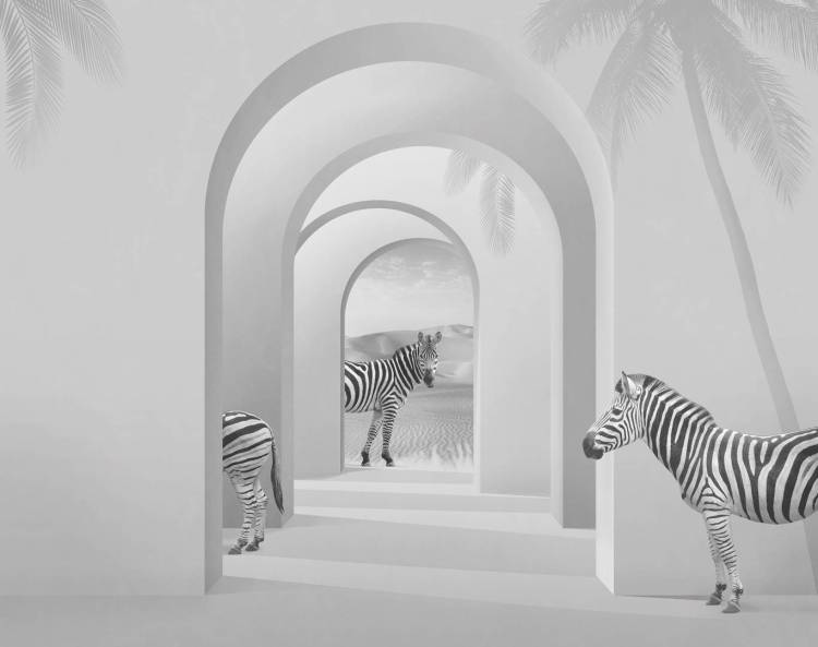 Бесшовные Eco обои Ortograf Гармония 34806 Зебры в пространстве Холст ОЕ-Х