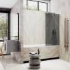 Шторка на ванну MaybahGlass MGV-86-2ш стекло графит матовый, профиль бронза, 1400x600 фото 3