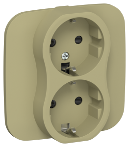 Розетка 2-местная с заземлением и шторками IEK Flite FI-R24A-16-K26 оливковый