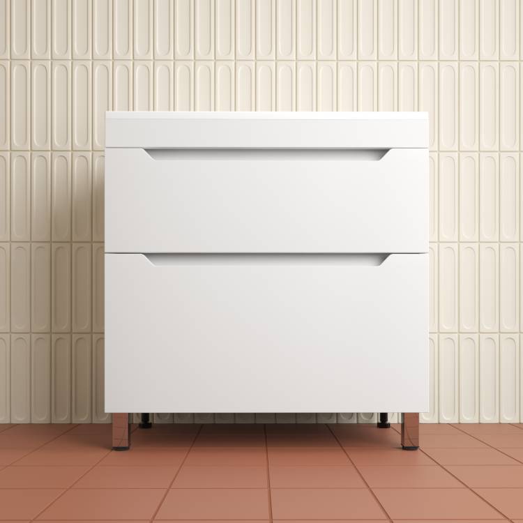 Тумба с раковиной Style Line Остин напольная, белая, раковина антрацит, 82x80x45