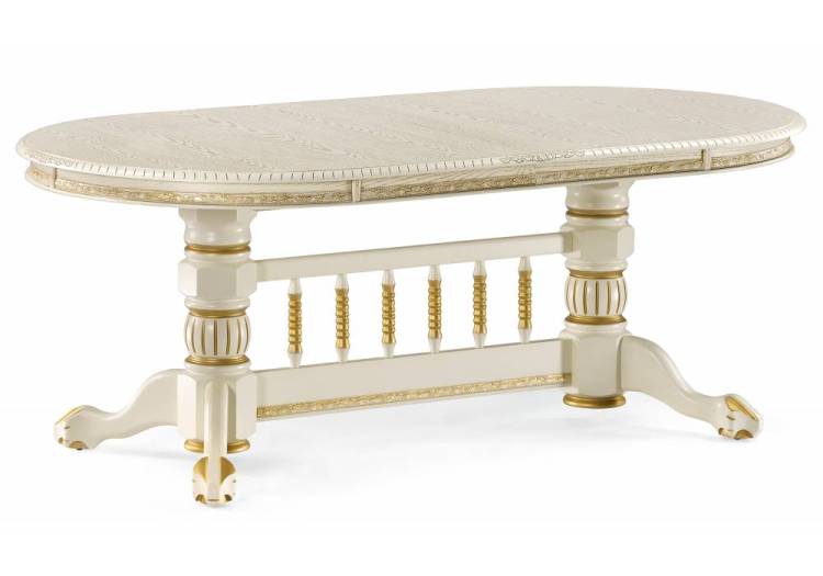Стол Woodville Кантри 450824 крем, патина золото 200(280)x107x79