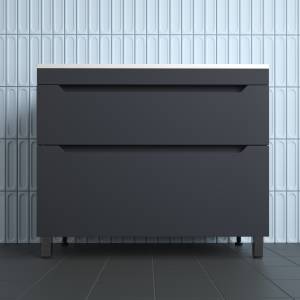 Тумба с раковиной Style Line Остин напольная, графит, раковина жасмин, 82x100x45