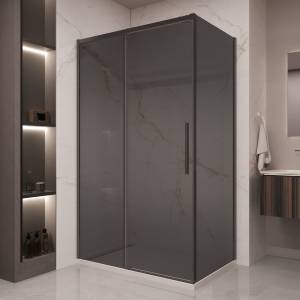 Душевой уголок Vincea Stella VSR-1ST9012CGB профиль черный, стекло тонированное, 120x90x200
