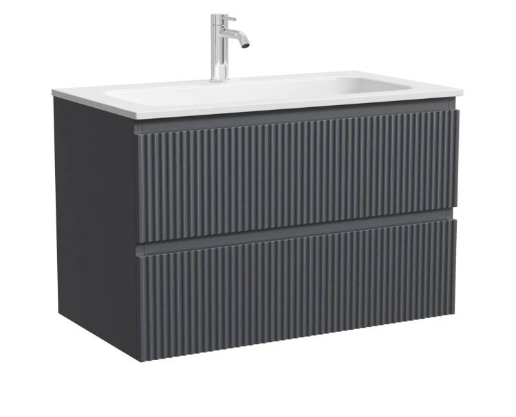 Тумба с раковиной Sancos Snob R (Сноб Р) темный антрацит матовый, 81x45.7x52, раковина CN7012
