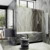 Шторка на ванну MaybahGlass MGV-250-1ш стекло бронза, профиль белый матовый, 1400x300 фото 3