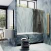Шторка на ванну MaybahGlass MGV-75-3ш стекло бронза матовая, профиль золото, 1400x700 фото 3