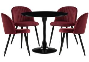 Обеденная группа Woodville Аринай 528367 wine red, black, стулья ткань