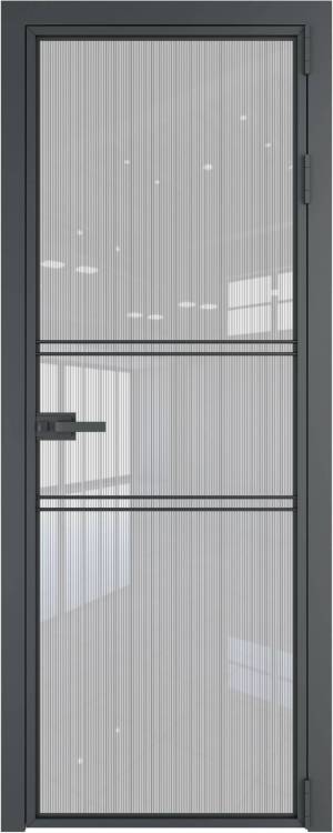 Межкомнатная дверь Profil Doors 2 AX цвет профиля Серая ночь, стекло безопасное 6 мм страйп 600x2000