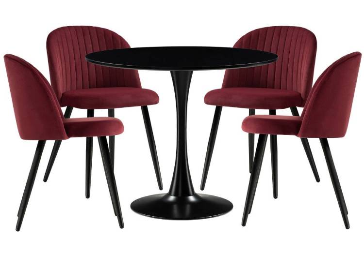 Обеденная группа Woodville Аринай 528367 wine red, black, стулья ткань