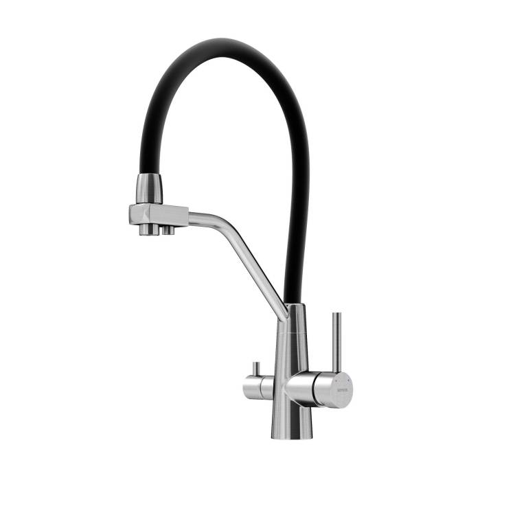 Смеситель для кухни Sancos Nolia SC12003SS с гибким изливом, нержавеющая сталь, черный