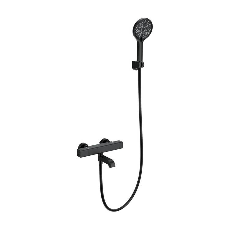 Смеситель для ванны Wonzon & Woghand WW-B2016-A1-MB термостатический, с душевым гарнитуром, черный матовый