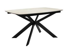 Стол Дик DikLine BK140 00-00080686 керамика глянец Ostra Bianco (мрамор глянец белый), подстолье черное, опоры черные 140(180)x90x76
