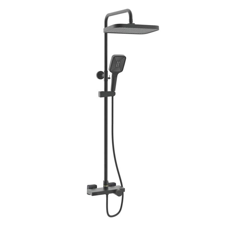 Душевая система Rose R1896H-6 черная, с термостатом