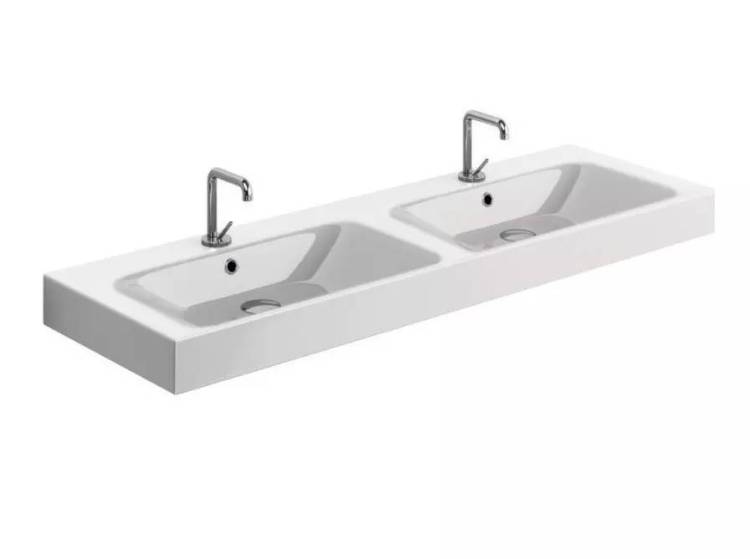 Раковина Kerasan Cento 353601*1 двойная, подвесная, белый