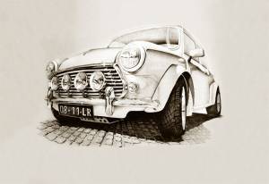 3D Фотообои Artegrafico «Эскизный ретромобиль» PD-001 канвас